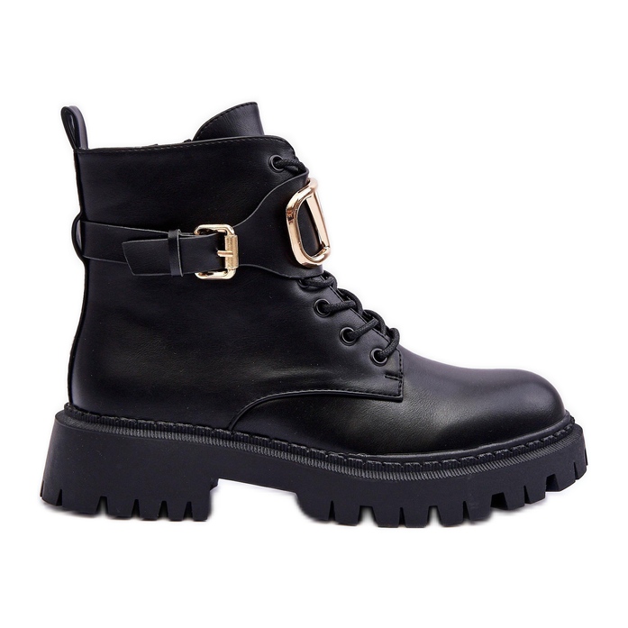 Stivali Worker In Pelle Da Donna Con Decorazione, Lalede Nero