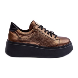 Scarpe sportive in pelle sulla piattaforma Maciejka 06191-24 Rame marrone