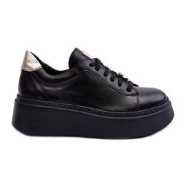 Scarpe sportive in pelle sulla piattaforma Maciejka 06191-01 Nere nero