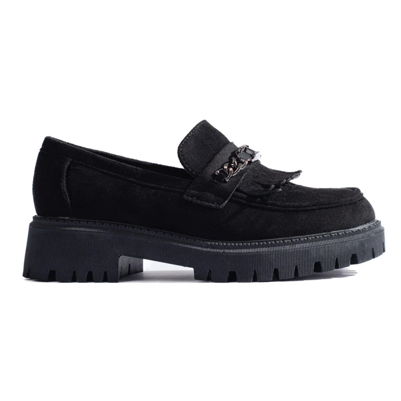 Mocassini da donna in camoscio nero di Shelovet