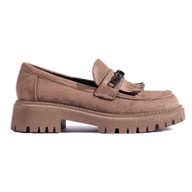 Mocassini da donna in pelle scamosciata beige di Shelovet
