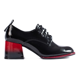 Scarpe stringate nere con tacco alto Shelovet in vernice nero