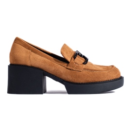 Scarpe con tacco da donna Shelovet in camoscio color cammello marrone