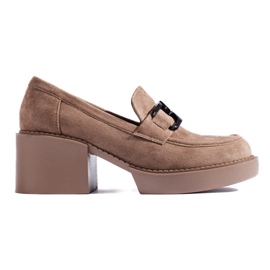 Scarpe con tacco alto da donna in pelle scamosciata beige di Shelovet