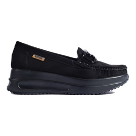 Mocassini da donna in camoscio nero con fibbia Shelovet
