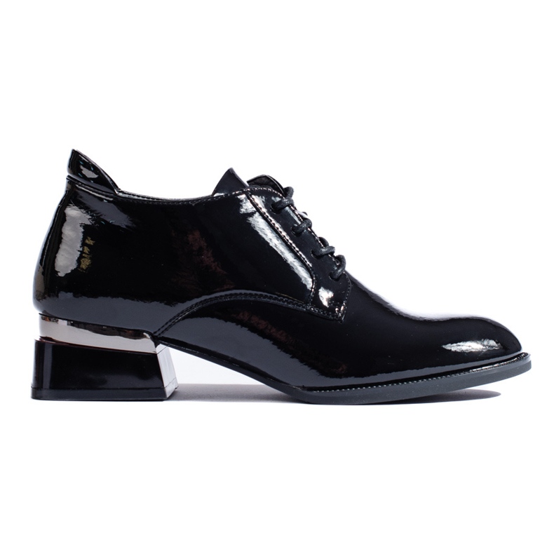 Scarpe stringate Vinceza in vernice nera con tacco alto nero