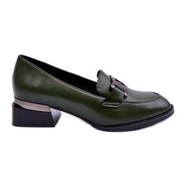 Vinceza Mocassini in Pelle Tacco Alto Sakina Verde Scuro