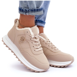 Sneakers con plateau in pelle isolante Beige Adite