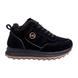 Scarpe sportive isolanti in pelle su plateau, Nero Adite