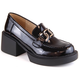 Mocassini con tacco da donna in vernice nera Filippo DP4920 nero