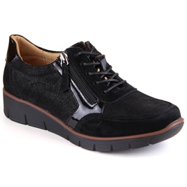 Scarpe con zeppa da donna in pelle nera Filippo DP4912 nero