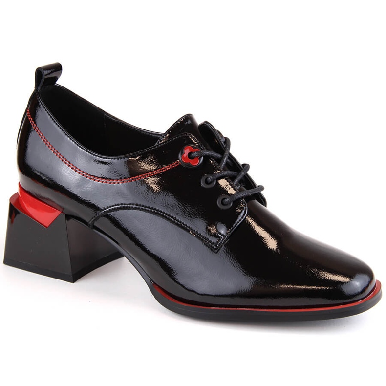 Scarpe da donna in vernice nera su blocco di Filippo nero