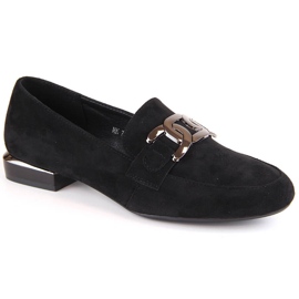 Scarpe da donna in camoscio con catena, nere Sergio Leone MK732 nero