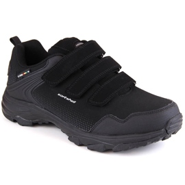 Scarpe sportive da trekking softshell da uomo con velcro, colore nero American Club