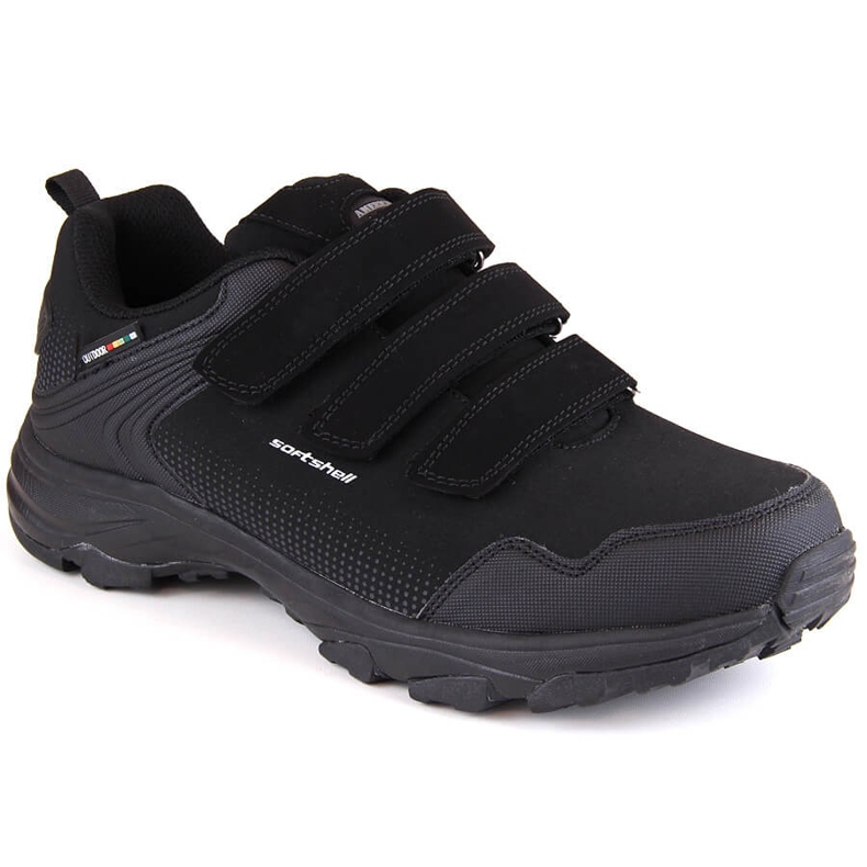 Scarpe sportive da trekking softshell da uomo con velcro, colore nero American Club