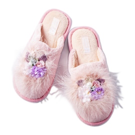Calde pantofole rosa con fiori Moly