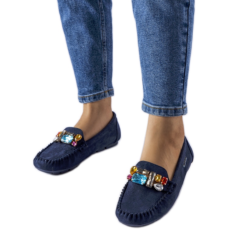 Mocassini blu navy decorati con ninnoli Fusco