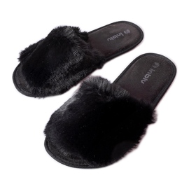 Inblu Pantofole Giacomo nere con pelliccia nero