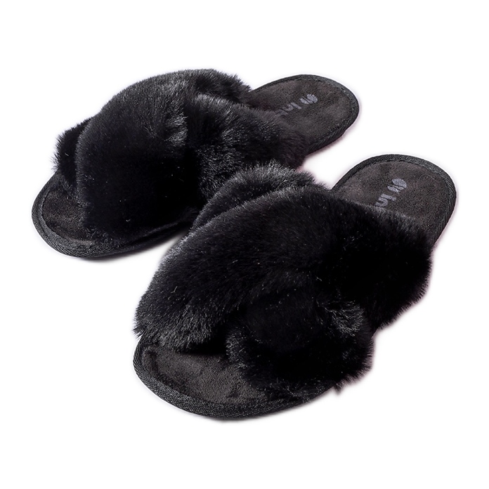 Inblu Pantofole nere con pelliccia Morano nero