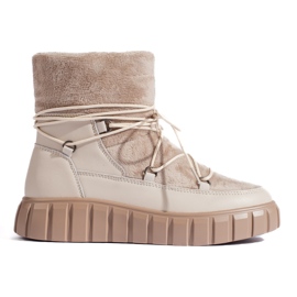 Doposci da donna in pelle beige di Vinceza