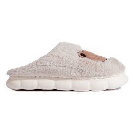 Pantofole in pelliccia beige con orsetto di Shelovet