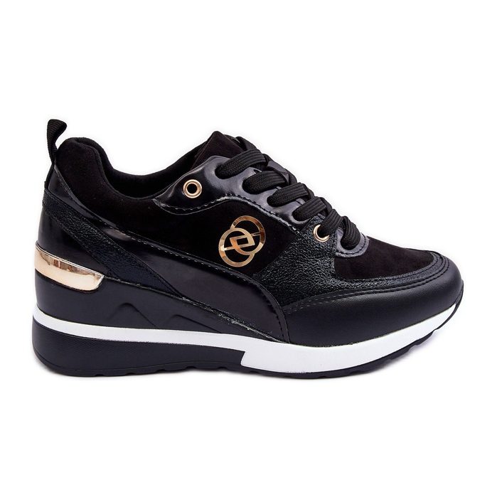 PE1 Scarpe sportive stringate da donna con zeppa nere Genova nero