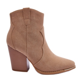 Stivali da cowboy in pelle Lotoune beige con tacco alto