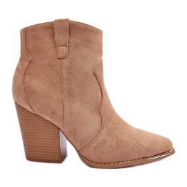Stivali da cowboy in pelle scamosciata beige con tacco alto Lotoune