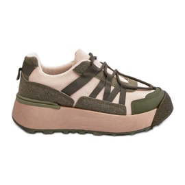 PS1 Scarpe sportive da donna in pelle scamosciata sulla piattaforma Beige e verde Rohan