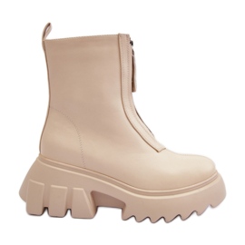 Stivaletti Kusma beige su un'enorme piattaforma con cerniera