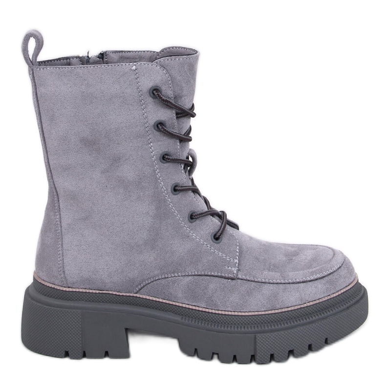 Stivali stringati in pelle scamosciata Roisin Grey grigio