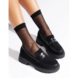 Mocassini Shelovet in camoscio nero da donna