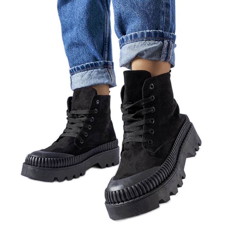 Inna Sneakers alte Aida in ecopelle scamosciata nera nero