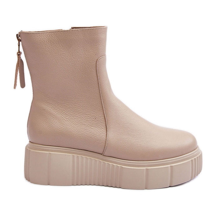 Stivaletti in pelle da donna con plateau Beige Lemar Jenefer