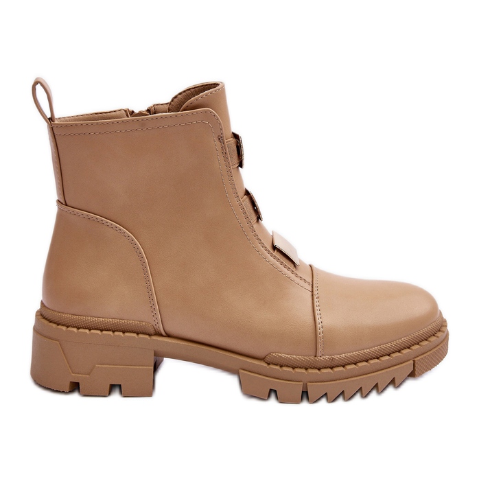 Stivali piatti in pelle Azulenn beige