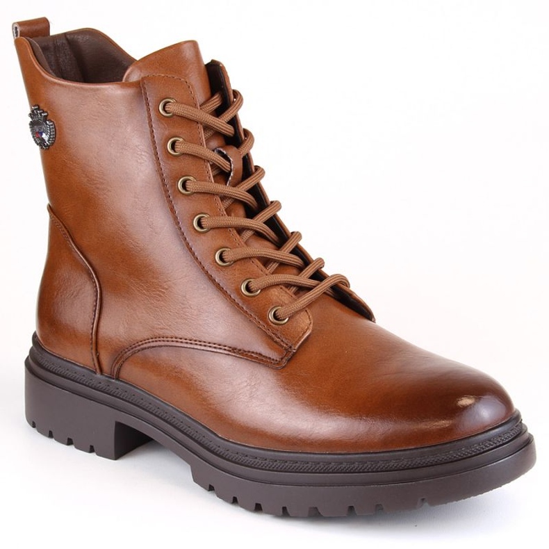 Potocki W WOL181B stivaletti con lacci e cerniera, marrone