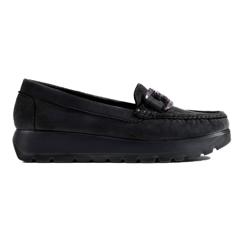 Mocassini da donna in camoscio nero di Shelovet