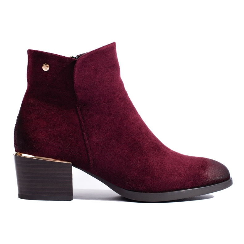 Stivaletti in pelle scamosciata bordeaux di Vinceza rosso