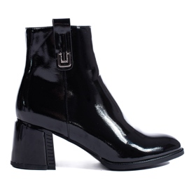 Stivaletti con tacco alto Shelovet in vernice nera classica nero