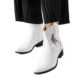 Stivali da cowboy Henriette bianchi con tacco alto bianco