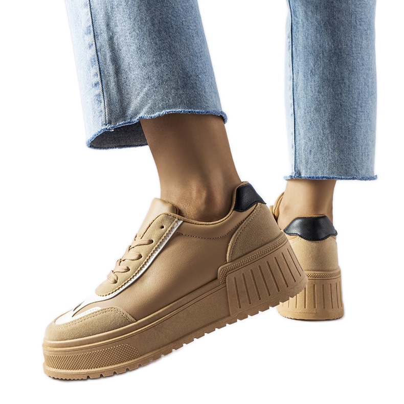 Inna Sneakers beige su piattaforma spessa Seluci VL178P Khaki