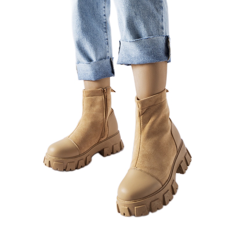 Lavoratori in ecopelle beige con battistrada Milo