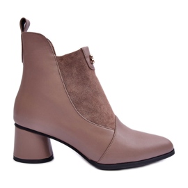 Stivali in pelle con tacco alto S.Barski MR870-96 Beige