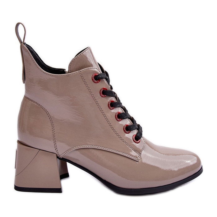 Stivaletti Bassi Stringati in Vernice S.Barski MR870-66 Beige Scuro