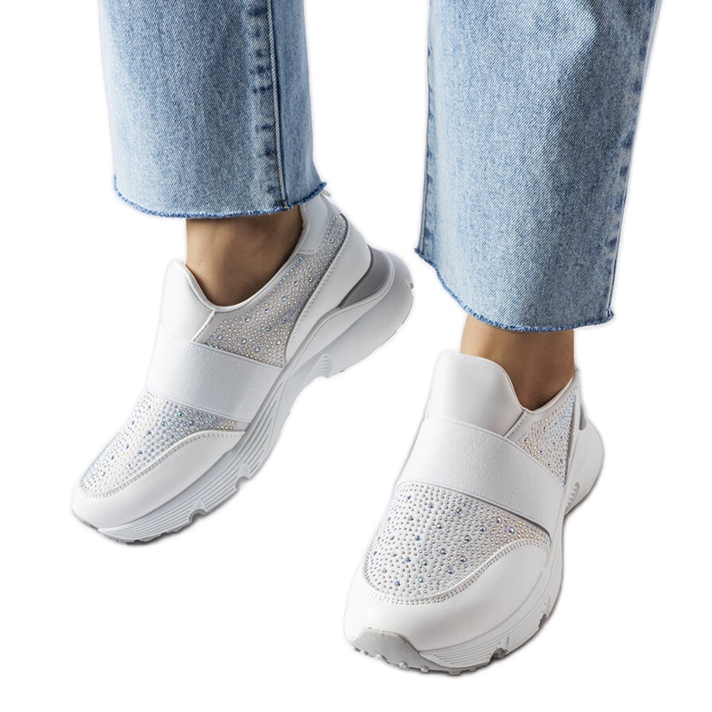 Sneakers bianche con decorazioni Milea argento bianca