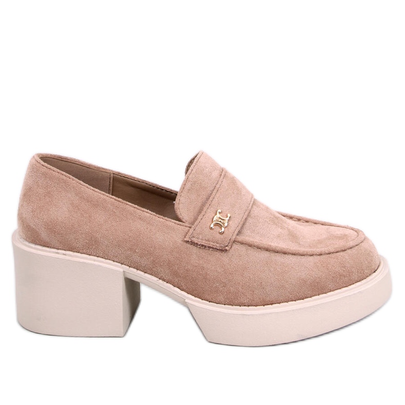 Mocassini Coniff Khaki con tacco alto beige