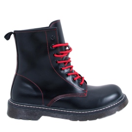 Stivaletti stringati con filo colorato Stuff Blackred nero