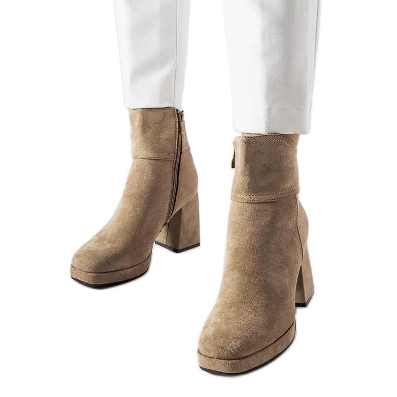 Stivaletti grigi su tacco Itaf massiccio beige