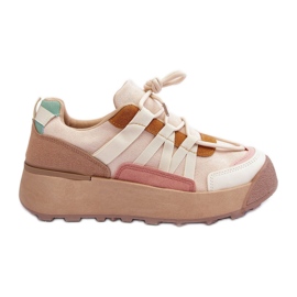 PS1 Scarpe sportive da donna in pelle scamosciata sulla piattaforma beige Rohan