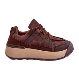 PS1 Scarpe sportive da donna in pelle scamosciata sulla piattaforma Marrone Rohan